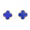 Van Cleef & Arpels Vintage Alhambra Earrings Yellow Gold Blue Agate Earrings VCARD40400 2
