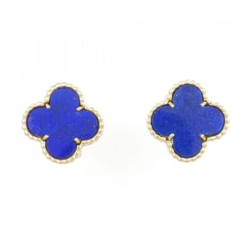 Van Cleef & Arpels Vintage Alhambra Earrings Yellow Gold Blue Agate Earrings VCARD40400 2