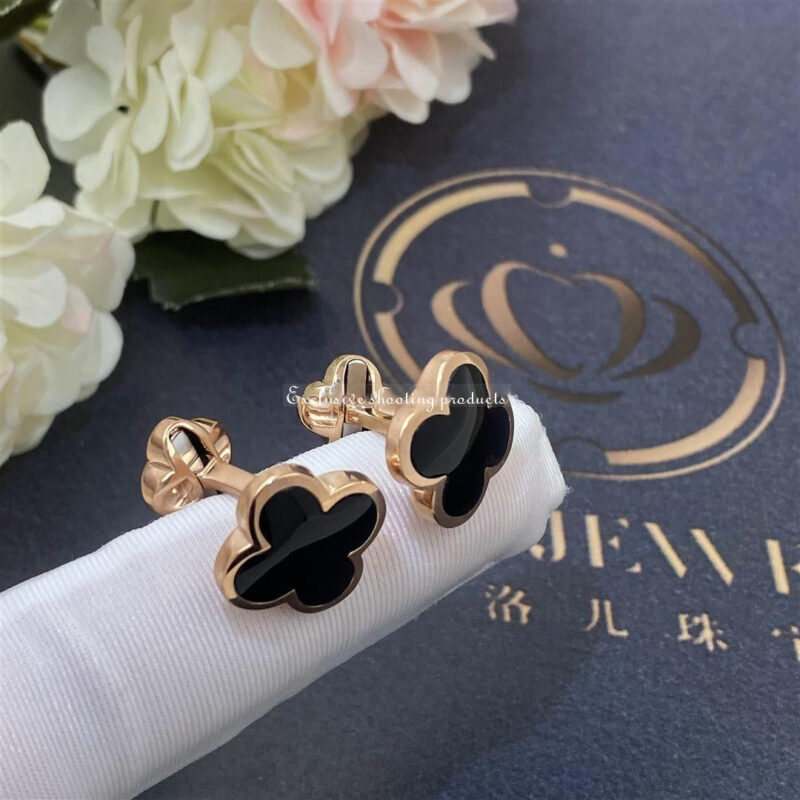 Van Cleef & Arpels VCARC95000 Alhambra cufflinks Rose Gold Onyx 4