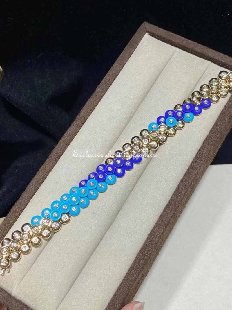 Van Cleef & Arpels VCARP1AL00 Bouton d’or bracelet Yellow gold Diamond Lapis Lazuli Turquoise bracelet 5