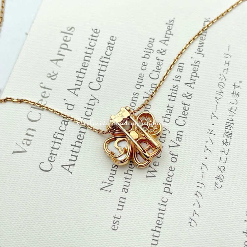 Van Cleef & Arpels Cosmos clip VCARO5BV00-YG pendant medium model Yellow gold Diamond Mother-of-pearl Necklace 3