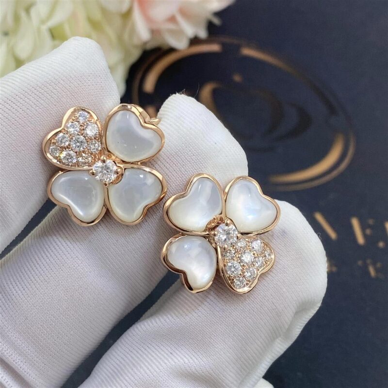 Van Cleef & Arpels VCARO5BX00 Cosmos earrings small model Rose gold Diamond Mother-of-pearl earrings 8