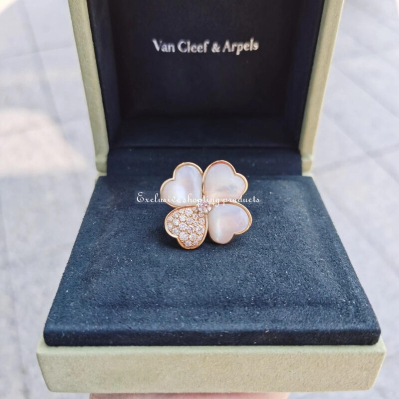 Van Cleef & Arpels VCARO51Y00 Cosmos ring medium model Rose gold Diamond Mother-of-pearl ring 9