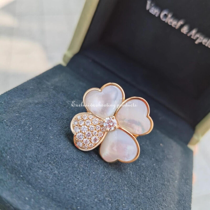 Van Cleef & Arpels VCARO51Y00 Cosmos ring medium model Rose gold Diamond Mother-of-pearl ring 7