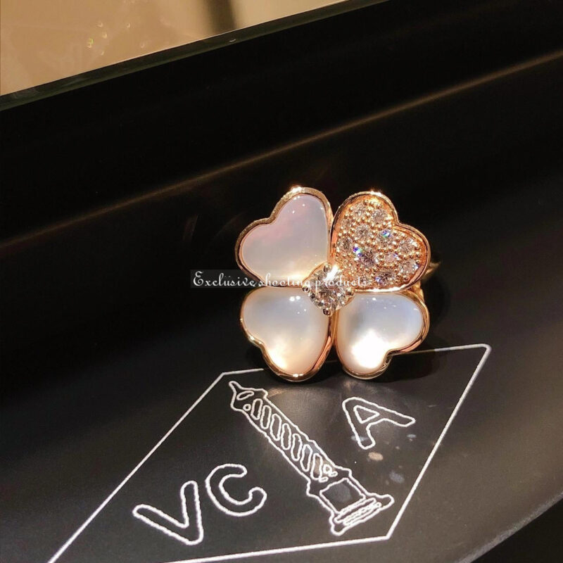 Van Cleef & Arpels VCARO51Y00 Cosmos ring medium model Rose gold Diamond Mother-of-pearl ring 6