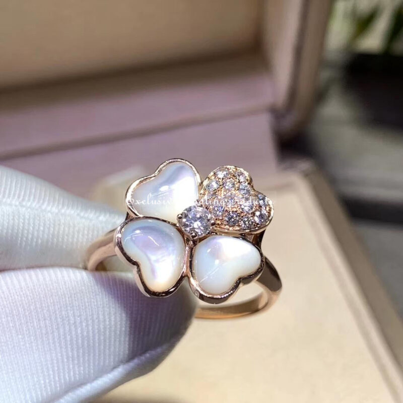 Van Cleef & Arpels VCARO51Y00 Cosmos ring medium model Rose gold Diamond Mother-of-pearl ring 5