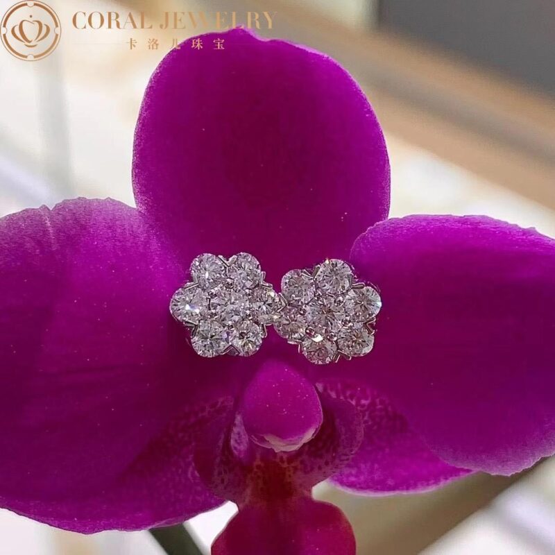 Van Cleef & Arpels CARA48300 Fleurette earstuds large model White gold Diamond 4