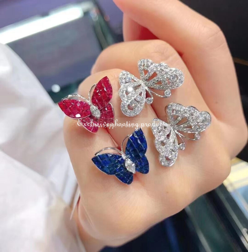 Van Cleef & Arpels VCARF27100 Flying Butterfly between the finger ring Mystery-Set Ruby Two Flying Butterfly ring 5