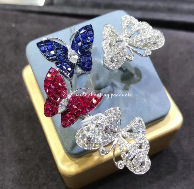 Van Cleef & Arpels VCARF27100 Flying Butterfly between the finger ring Mystery-Set Ruby Two Flying Butterfly ring 3