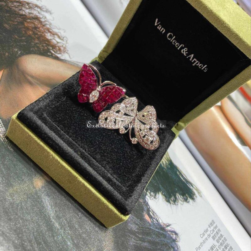 Van Cleef & Arpels VCARF27100 Flying Butterfly between the finger ring Mystery-Set Ruby Two Flying Butterfly ring 10