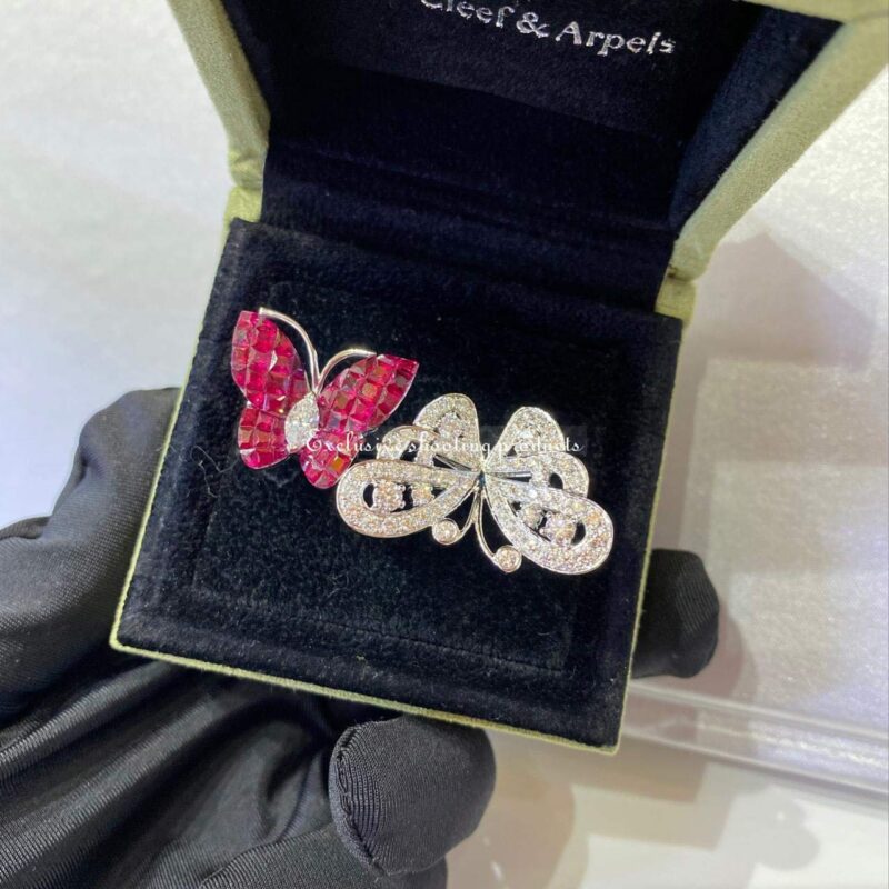 Van Cleef & Arpels VCARF27100 Flying Butterfly between the finger ring Mystery-Set Ruby Two Flying Butterfly ring 8