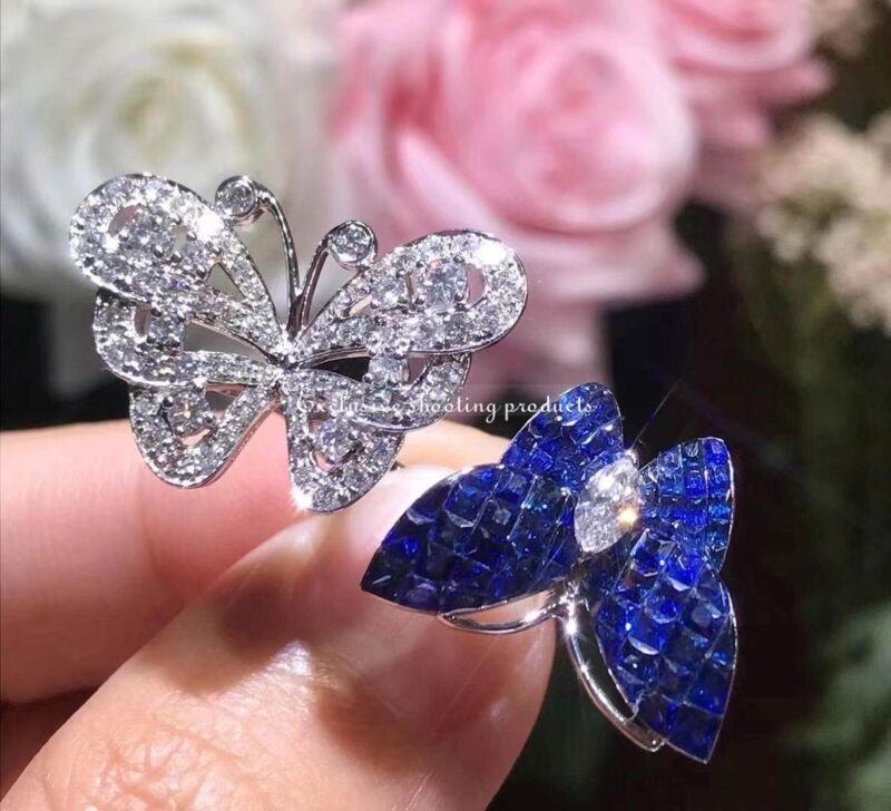 Van Cleef & Arpels VCARF27200 Flying Butterfly Between the Finger Ring White gold Mystery Set sapphires Ring 11