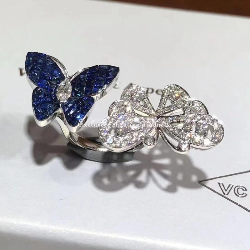 Van Cleef & Arpels VCARF27200 Flying Butterfly Between the Finger Ring White gold Mystery Set sapphires Ring 8
