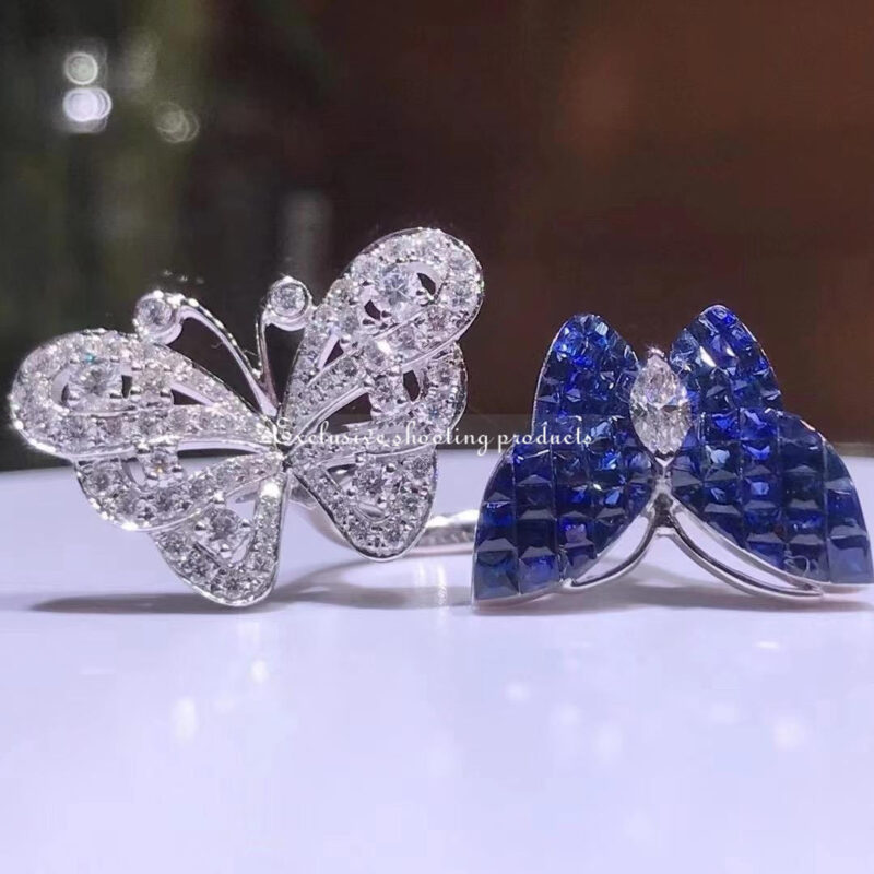 Van Cleef & Arpels VCARF27200 Flying Butterfly Between the Finger Ring White gold Mystery Set sapphires Ring 6