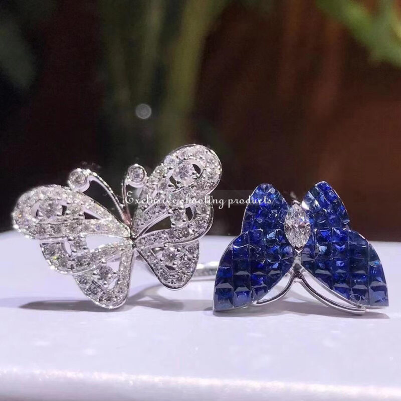 Van Cleef & Arpels VCARF27200 Flying Butterfly Between the Finger Ring White gold Mystery Set sapphires Ring 5
