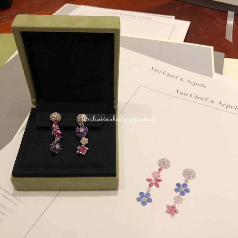 Van Cleef & Arpels VCARP05I00 Folie des Prés earrings White gold Diamond Sapphire 2