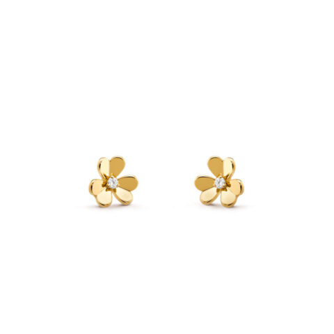 Van Cleef & Arpels VCARP0J300 Frivole earrings mini model Yellow gold Diamond earrings 1