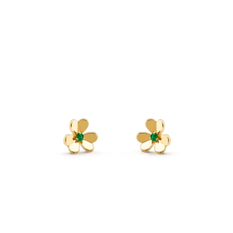 Van Cleef & Arpels VCARP7SD00 Frivole earrings mini model Yellow gold Emerald earrings 1