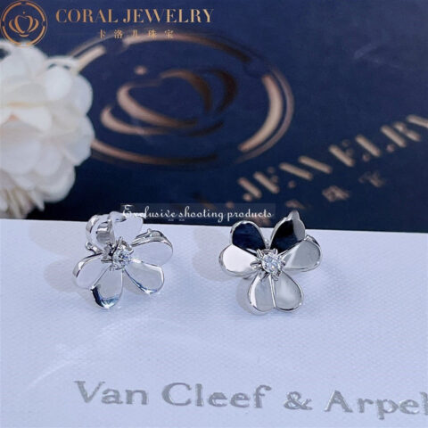 Van Cleef & Arpels VCARD80200 Frivole Earrings Small Model 18k White Gold Diamond Earrings 7