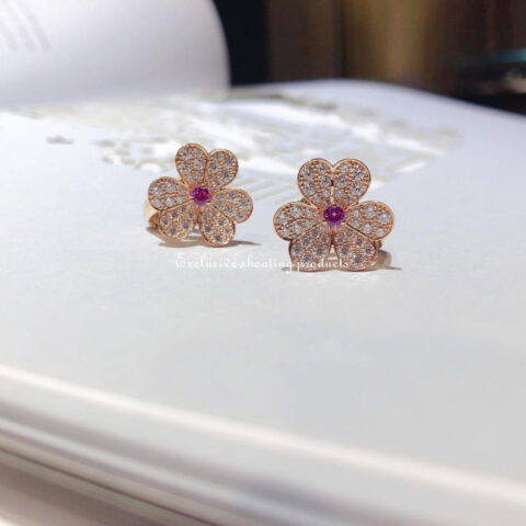 Van Cleef & Arpels VCARP6L500 Frivole earrings small model Rose gold Diamond Pink Sapphire earrings 1