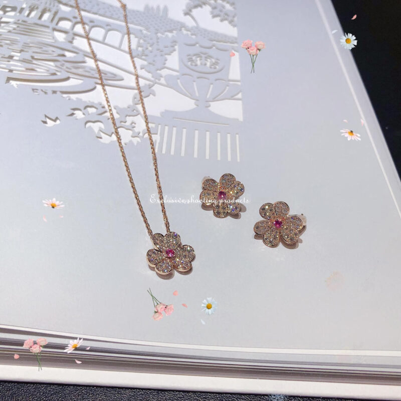 Van Cleef & Arpels VCARP6L400 Frivole pendant small model Rose gold Diamond Pink Sapphire Necklace 7