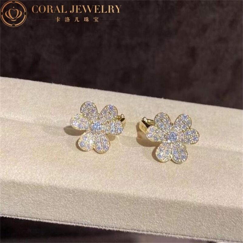 Van Cleef & Arpels VCARP0J900 Frivole earrings small model Yellow gold Diamond earrings 3