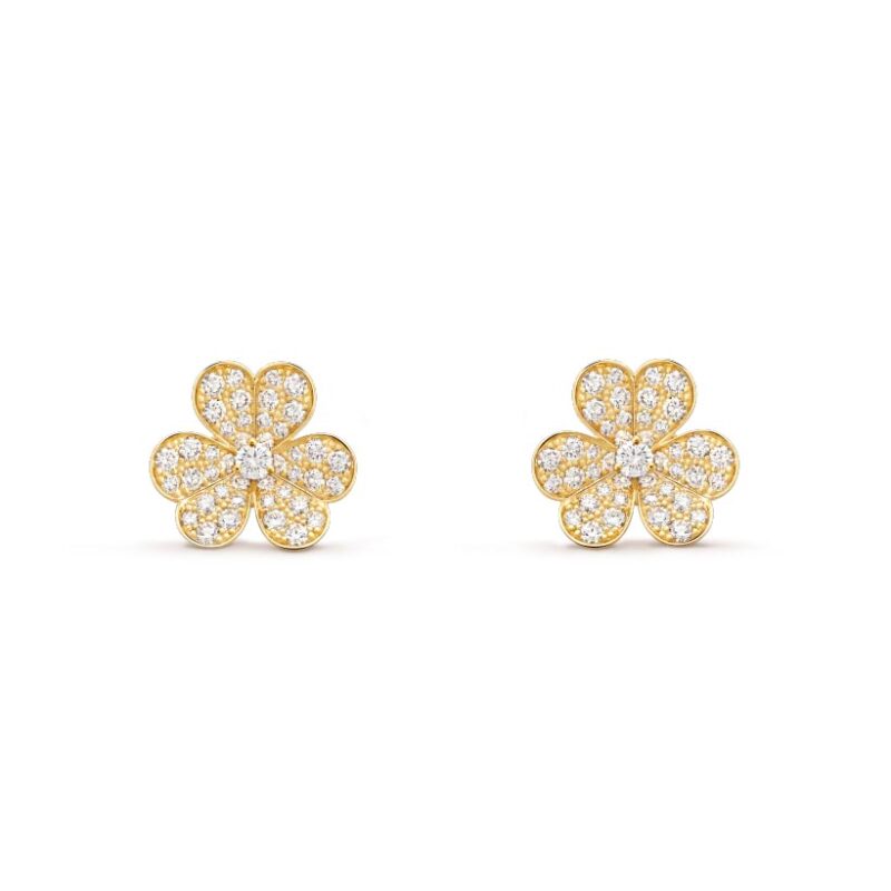 Van Cleef & Arpels VCARP0J900 Frivole earrings small model Yellow gold Diamond earrings 1