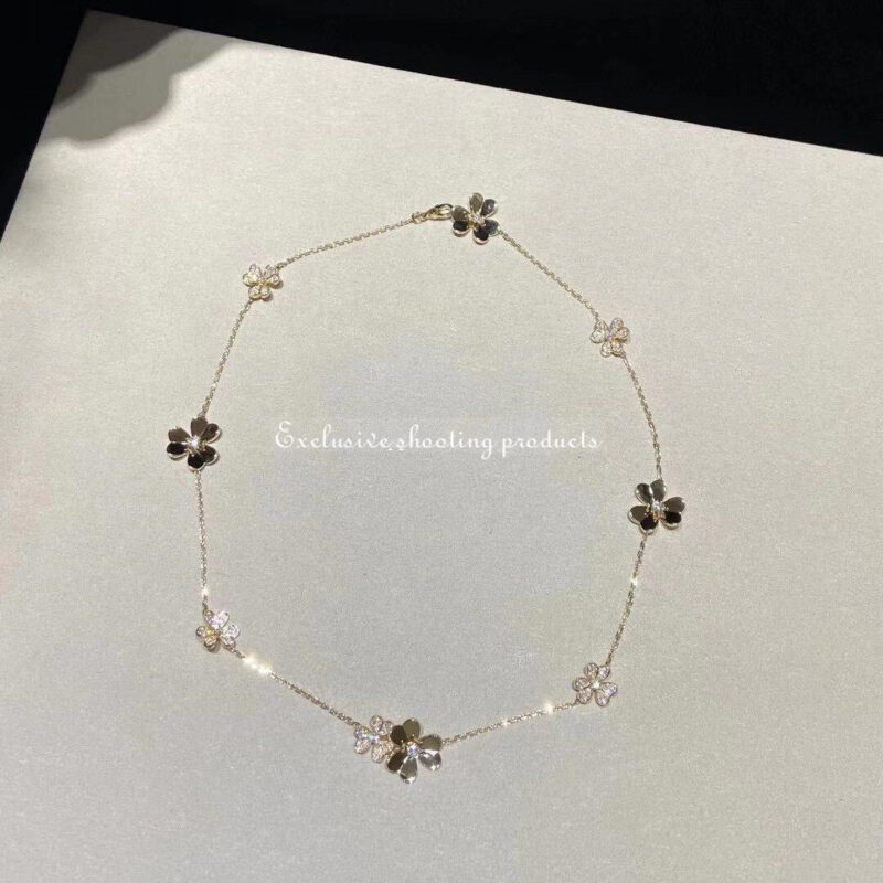 Van Cleef & Arpels VCARP3W600 Frivole necklace 9 flowers Yellow gold necklace Diamond 14