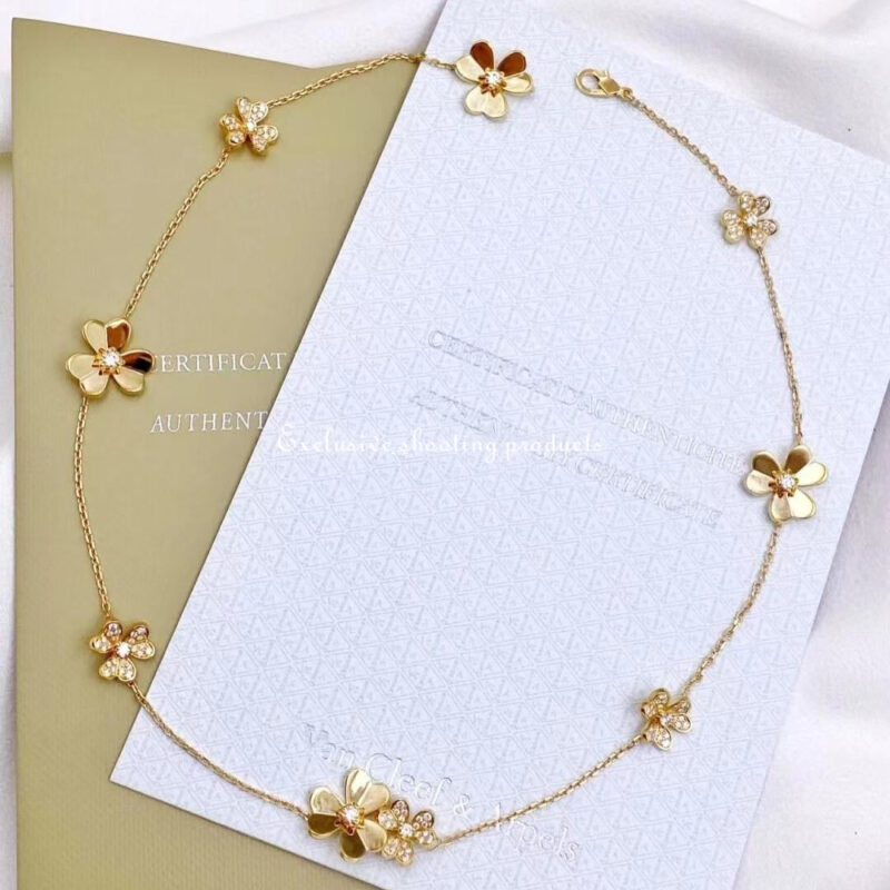 Van Cleef & Arpels VCARP3W600 Frivole necklace 9 flowers Yellow gold necklace Diamond 6