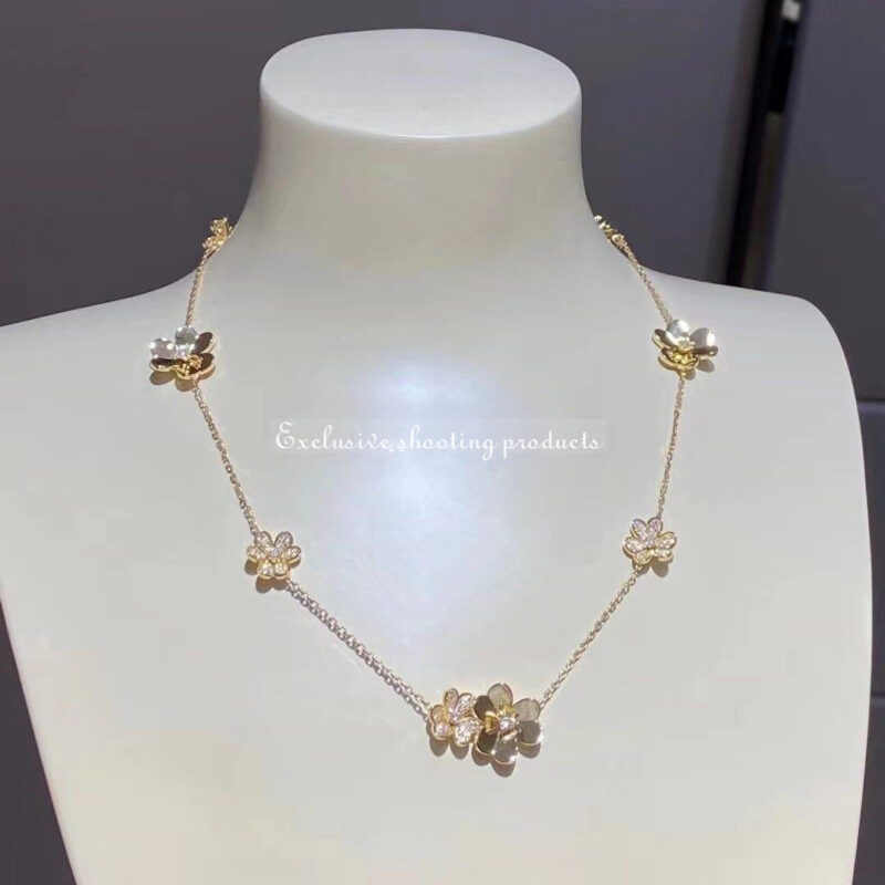 Van Cleef & Arpels VCARP3W600 Frivole necklace 9 flowers Yellow gold necklace Diamond 20