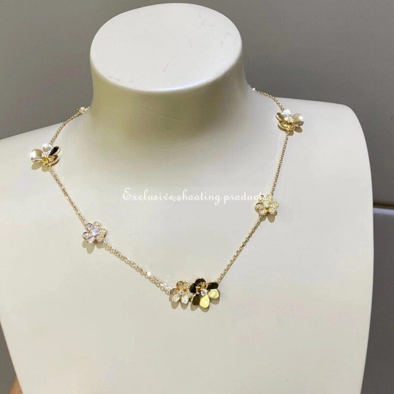 Van Cleef & Arpels VCARP3W600 Frivole necklace 9 flowers Yellow gold necklace Diamond 16