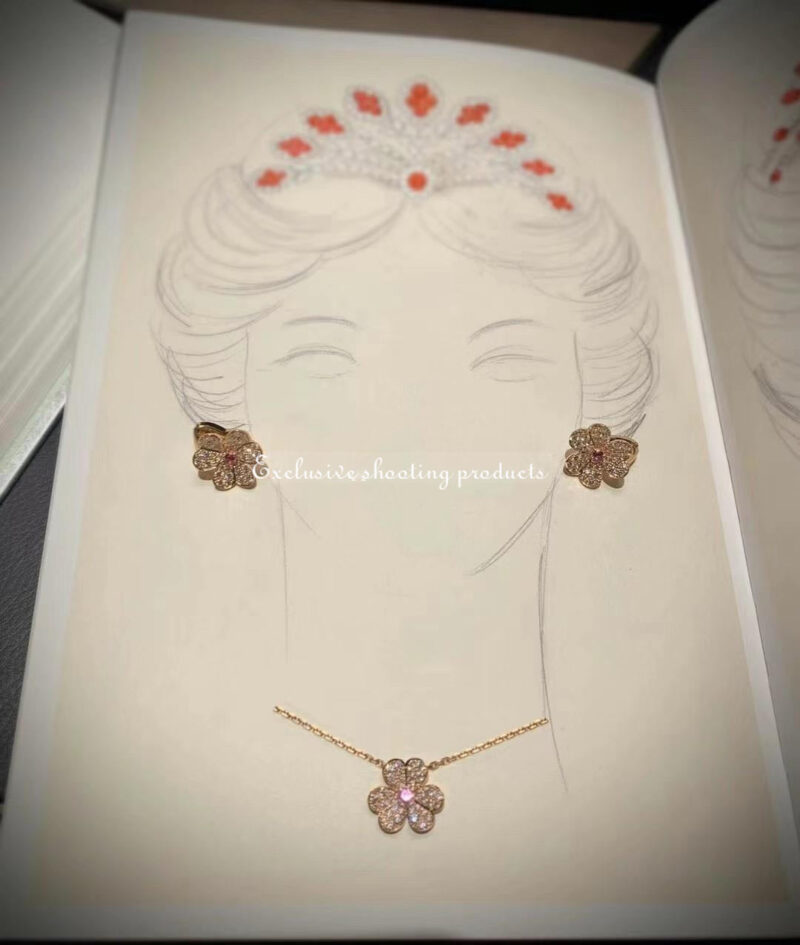 Van Cleef & Arpels VCARP6L400 Frivole pendant small model Rose gold Diamond Pink Sapphire Necklace 5
