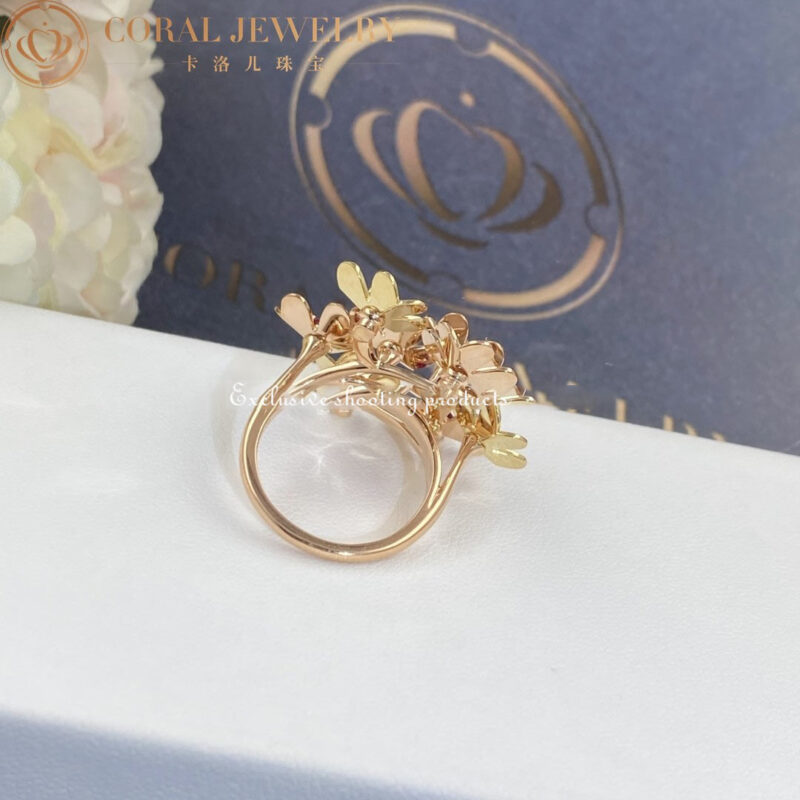 Van Cleef & Arpels VCARP7SE00 Frivole ring 8 flowers Rose gold Emerald Ruby ring 6