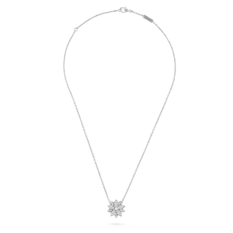 Van Cleef & Arpels VCARO6P600 Lotus pendant small model White gold Diamond Necklace 5