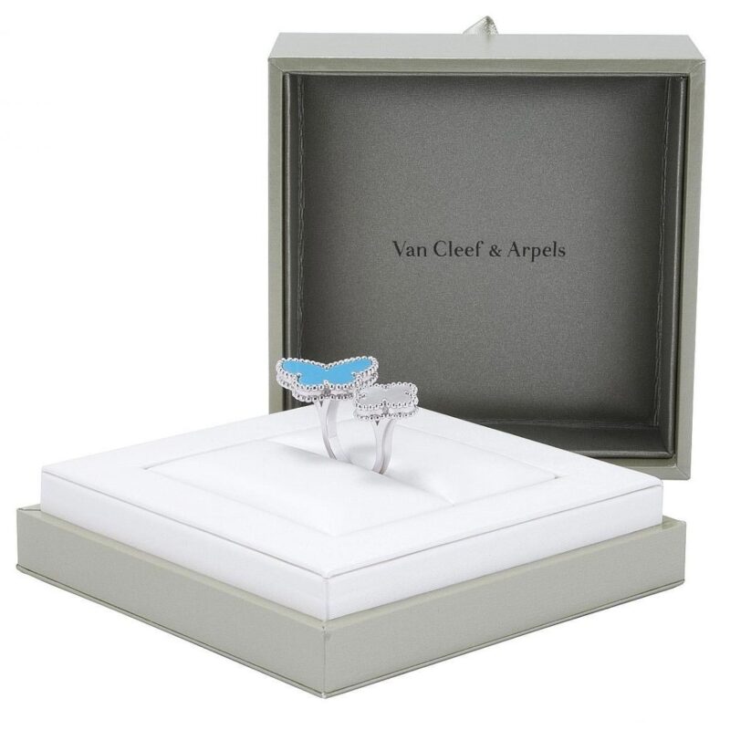 Van Cleef & Arpels VCARN5P300-WG Lucky Alhambra Between the Finger ring white gold Mother-of-pearl Turquoise ring 5