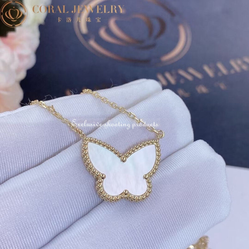 Van Cleef & Arpels VCARD99500 Lucky Alhambra butterfly pendant Yellow gold Mother-of-pearl pendant 2