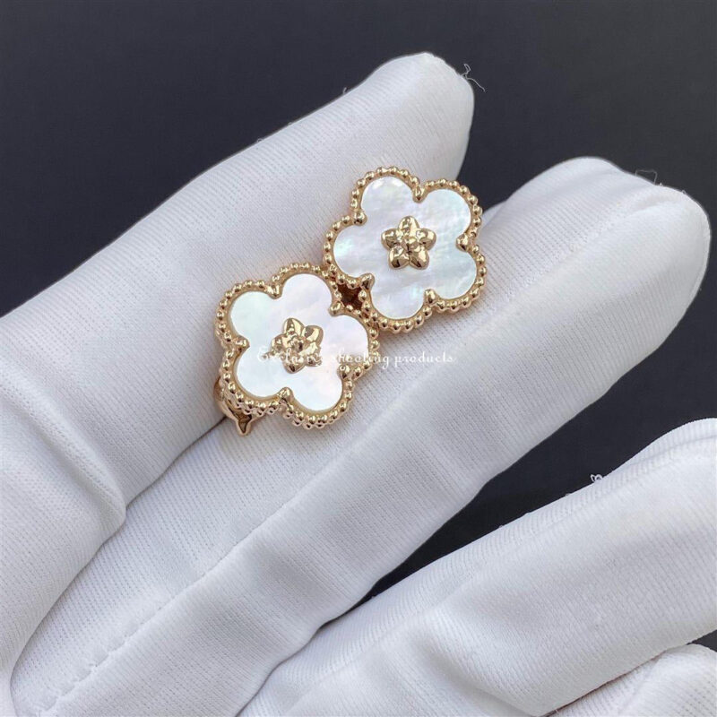 Van Cleef & Arpels VCARP7RU00 Lucky Spring earrings plum blossom Rose gold Mother-of-pearl 5