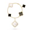 Van Cleef & Arpels VCARD78700 Magic Alhambra bracelet 5 motifs Yellow gold Mother-of-pearl Onyx bracelet 1