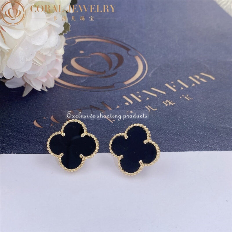 Van Cleef & Arpels VCARA44300 Magic Alhambra Earrings 18k Yellow Gold Onyx Earrings 6