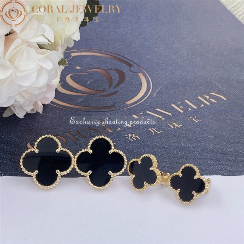 Van Cleef & Arpels VCARA44300 Magic Alhambra Earrings 18k Yellow Gold Onyx Earrings 5