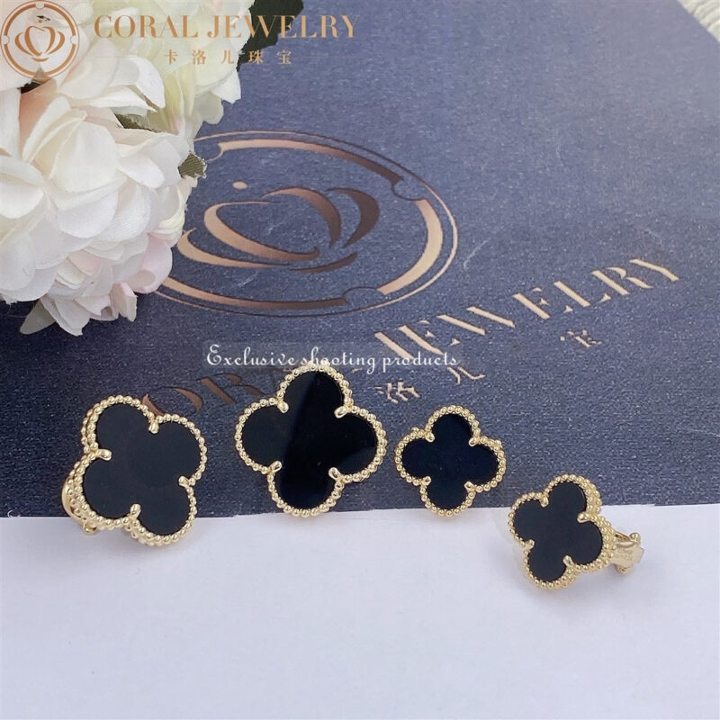 Van Cleef & Arpels VCARA44300 Magic Alhambra Earrings 18k Yellow Gold Onyx Earrings 4