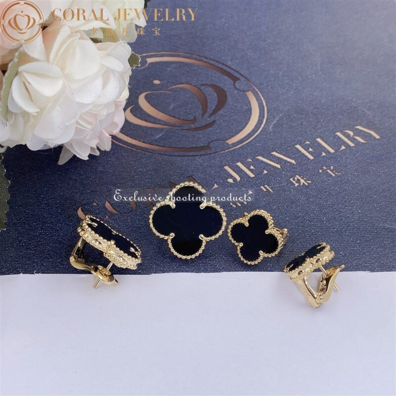 Van Cleef & Arpels VCARA44300 Magic Alhambra Earrings 18k Yellow Gold Onyx Earrings 3