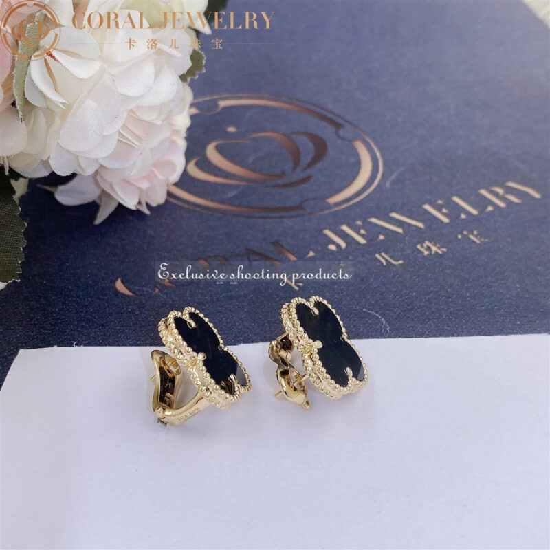 Van Cleef & Arpels VCARA44300 Magic Alhambra Earrings 18k Yellow Gold Onyx Earrings 2