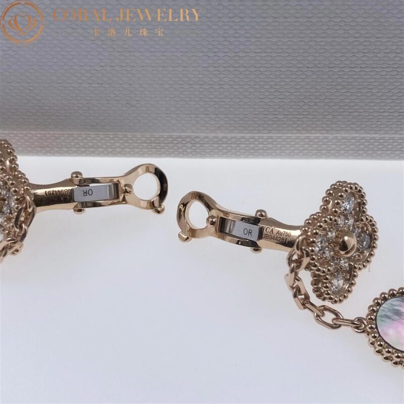Van Cleef & Arpels Magic Alhambra VCARP2R200 earrings 2 motifs Rose gold Diamond Mother-of-pearl earrings 3