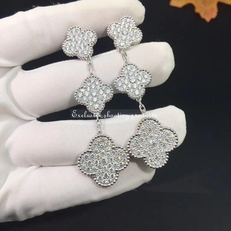 Van Cleef & Arpels VCARN9MR00 Magic Alhambra earrings 3 motifs White gold Diamond earrings 6