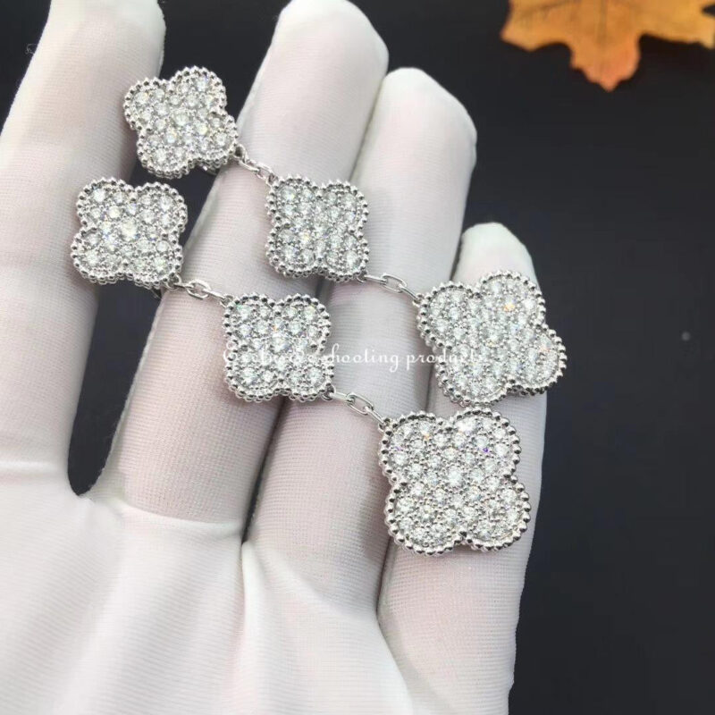 Van Cleef & Arpels VCARN9MR00 Magic Alhambra earrings 3 motifs White gold Diamond earrings 5