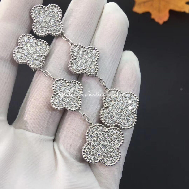 Van Cleef & Arpels VCARN9MR00 Magic Alhambra earrings 3 motifs White gold Diamond earrings 4