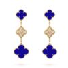 Van Cleef & Arpels Magic VCARO9II00 Alhambra earrings 3 motifs Yellow gold Diamond Lapis lazuli 1