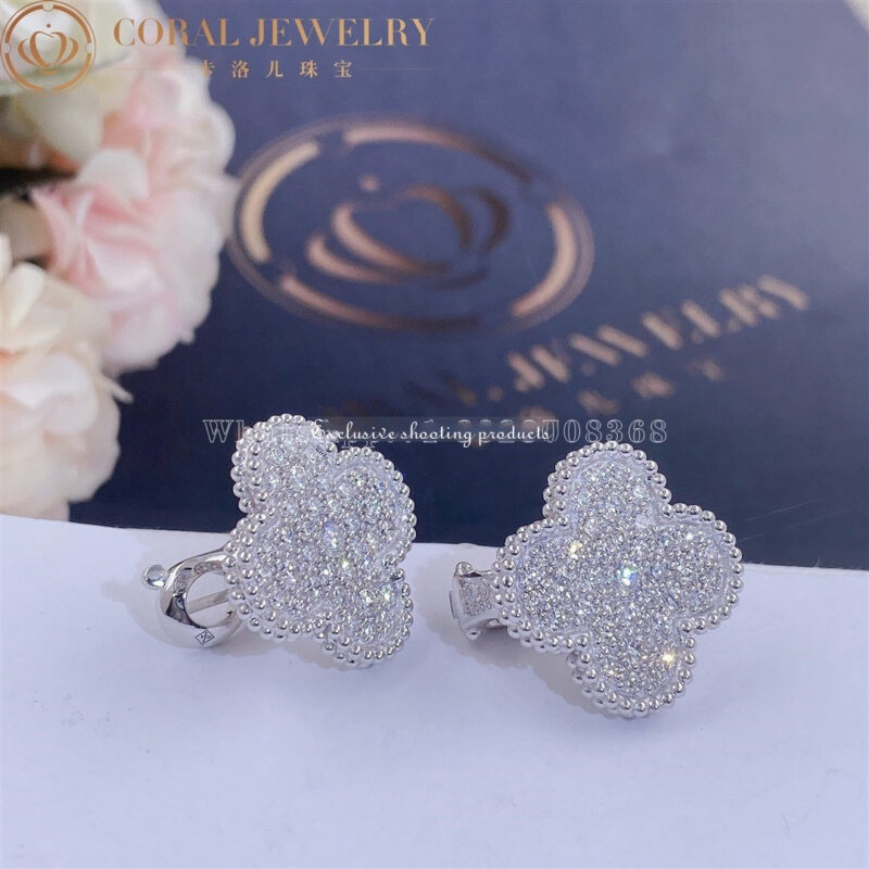 Van Cleef & Arpels VCARN9ZR00 Magic Alhambra earrings White gold Diamond earrings 7