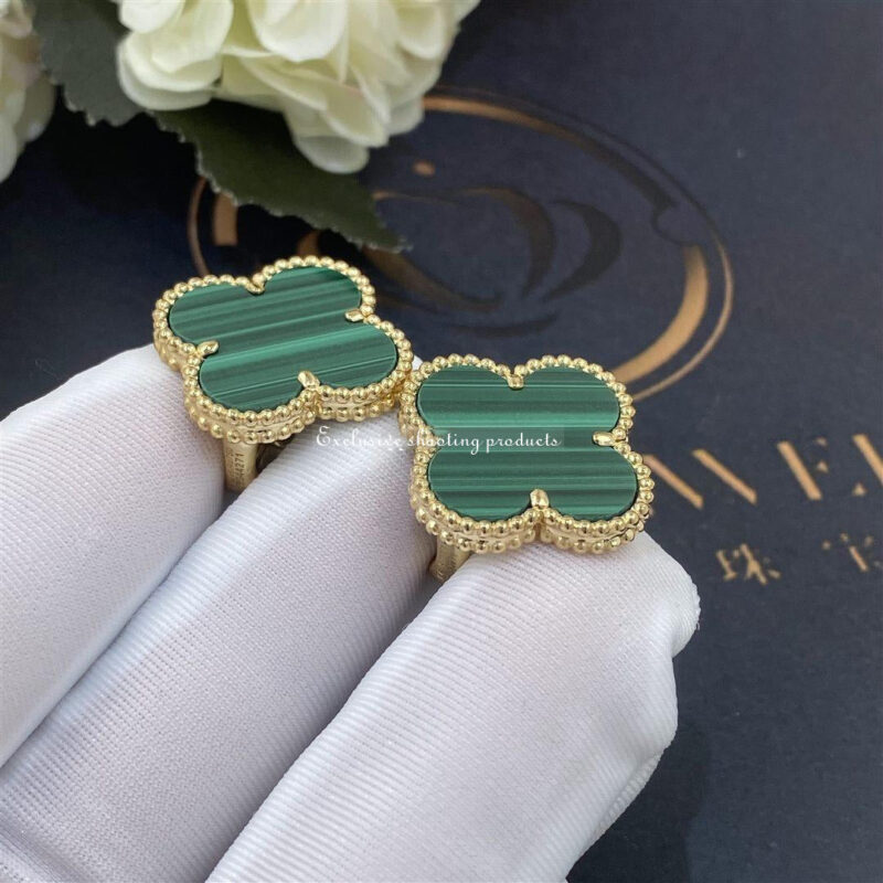 Van Cleef & Arpels VCARO3MH00 Magic Alhambra Earrings Yellow Gold Malachite Earrings 3